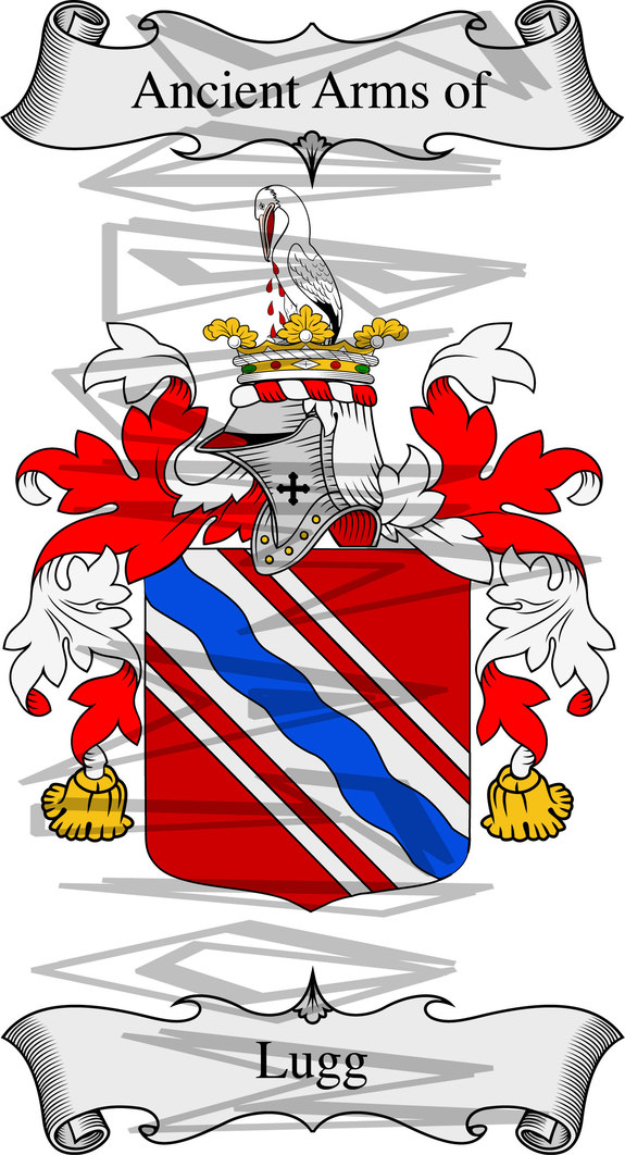 Lugg Coat of Arms with Crest Line Drawing.