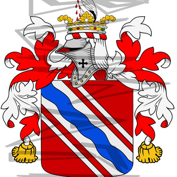 Lugg Coat of Arms with Crest Line Drawing.