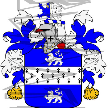 Dickinson Coat of Arms with Crest and Line Drawing.