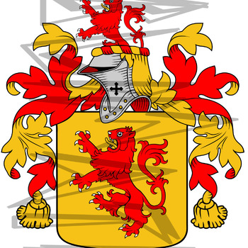 Griffiths Coat of Arms with Crest and Line Drawing.