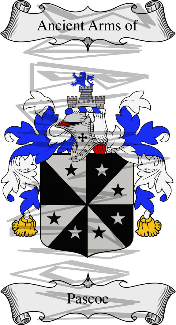 Pascoe Coat of Arms with Crest.