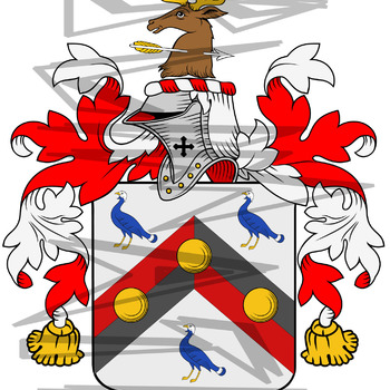 Kitchiner Coat of Arms with Crest Line Drawing.