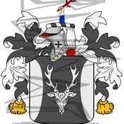 Parker Coat of Arms with Crest Line Drawing.