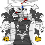 Parker Coat of Arms with Crest and Line Drawing.