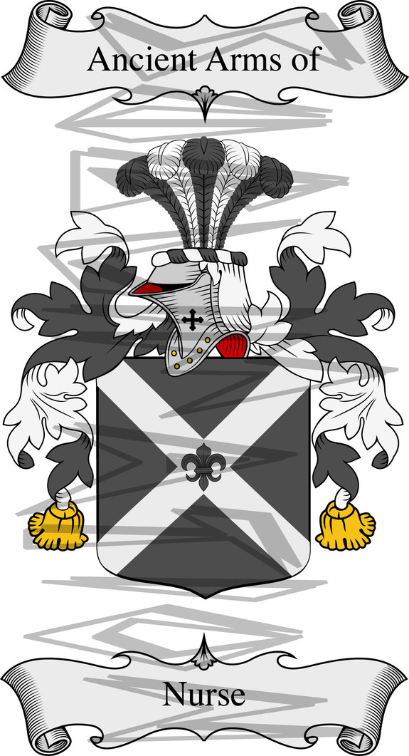 Nurse Coat of Arms with Crest Line Drawing.