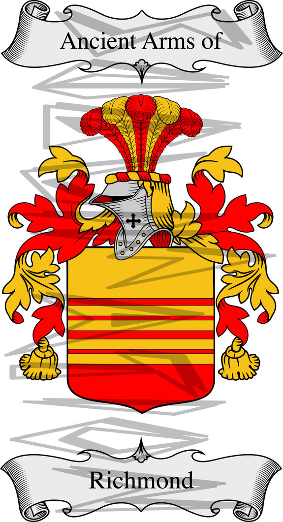 Richmond Coat of Arms with Crest Line Drawing.