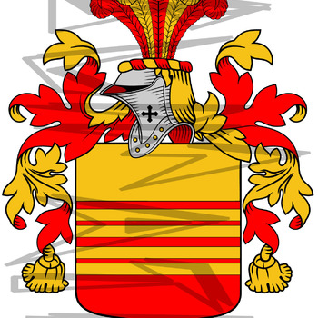 Richmond Coat of Arms with Crest and Line Drawing.
