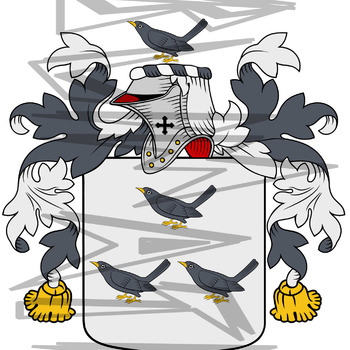 Mellor Coat of Arms with Crest Line Drawing.