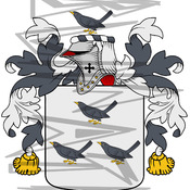 Mellor Coat of Arms with Crest Line Drawing.
