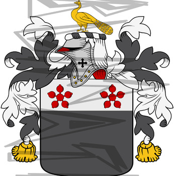 Vicary Coat of Arms with Crest Line Drawing.