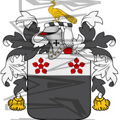Vicary Coat of Arms with Crest and Line Drawing.