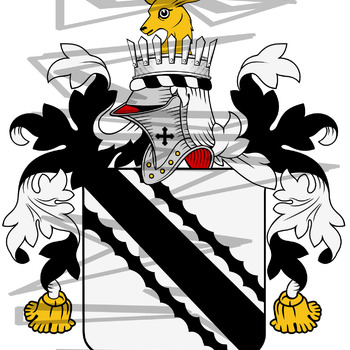 Whitfield Coat of Arms with Crest Line Drawing.