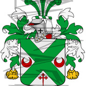 Clarkesone Coat of Arms with Crest and Line Drawing.