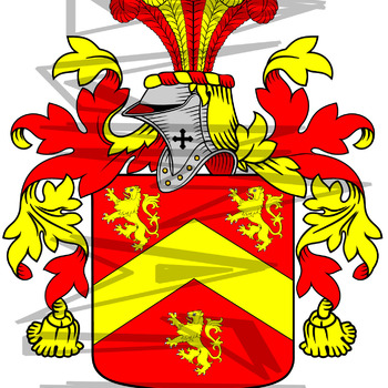 Good Coat of Arms with Crest and Line Drawing.