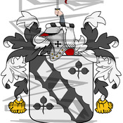 Clarkesonn Coat of Arms with Crest and Line Drawing.