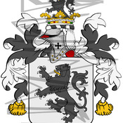 Hughes Coat of Arms with Crest Line Drawing.