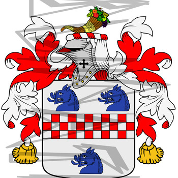 Fall Coat of Arms with Crest and Line Drawing.