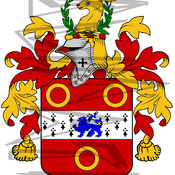 Underwood Coat of Arms with Crest and Line Drawing.