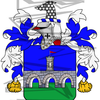 Vinicombe Coat of Arms with Crest Line Drawing.