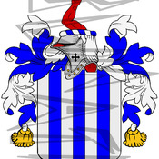 Armstrong Coat of Arms with Crest and Line Drawing.