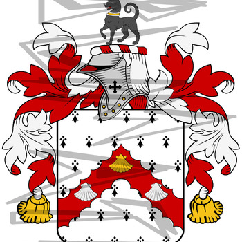 Grove Coat of Arms with Crest and Line Drawing