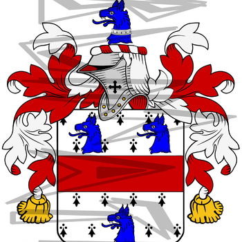 Miller Coat of Arms with Crest Line Drawing.