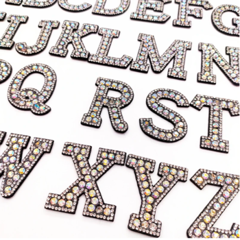26Pcs/Lot A-Z Rhinestone Diamond English Letter Alphabet Sew Patch Badge 3D Handmade Letters Patches Bag Jeans Applique