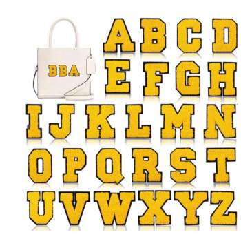 free shipping 26pcs Gold Iron On Patch A-Z Letter Embroidered Alphabet Iron On Patches for Shirts Jeans Bags Clothes Patch Sewing