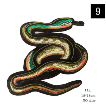 free shipping 5pcs Embroidery Snake Patch,cartoon Badges,animal Appliques,sequined Serpents Patches for Clothing DIY Accessory--green