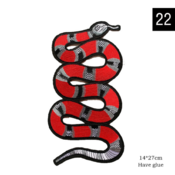 free shipping 5pcs Embroidery Snake Patch,cartoon Badges,animal Appliques,sequined Serpents Patches for Clothing DIY Accessory-red snake