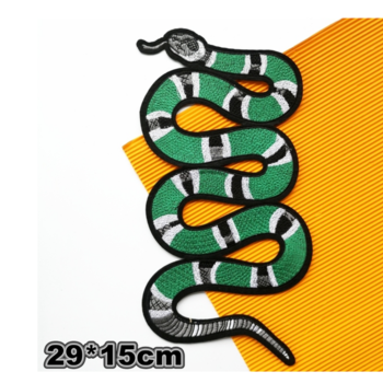 free shipping 5pcs Embroidery Snake Patch,cartoon Badges,animal Appliques,sequined Serpents Patches for --green snake