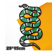 free shipping 5pcs Embroidery Snake Patch,cartoon Badges,animal Appliques,sequined Serpents Patches for --green snake