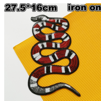 free shipping 5pcs Embroidery Snake Patch,cartoon Badges,animal Appliques,sequined Serpents Patches for Clothing DIY Accessory ID221112