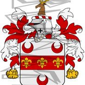 Oakeley Coat of Arms with Crest Line Drawing.