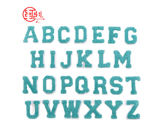 free shipping 26pcs Gold Iron On Patch A-Z Letter Embroidered Alphabet Iron On Patches --mint green