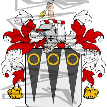 Young Coat of Arms with Crest and Line Drawing.