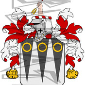 Young Coat of Arms with Crest and Line Drawing.