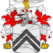 Ashe Coat of Arms with Crest and  Line Drawing.