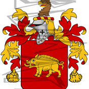 Baird Coat of Arms with Crest and Line Drawing.