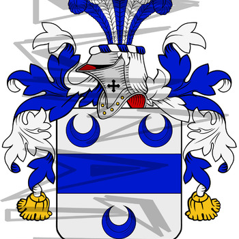 Barden Coat of Arms with Crest Line Drawing.