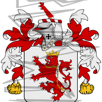 Urrie Coat of Arms with Crest and Line Drawing.