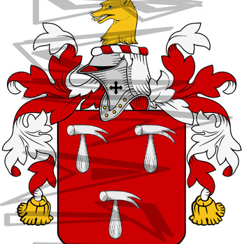 Purser Coat of Arms with Crest Line Drawing.