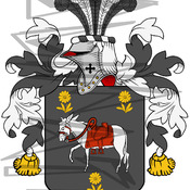 Moorcroft Coat of Arms with Crest Line Drawing.