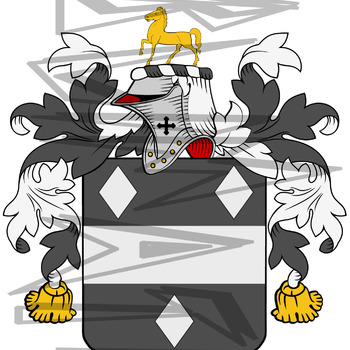 Whittaker Coat of Arms with Crest and Line Drawing.