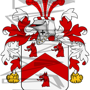 Tinsley Coat of Arms with Crest and Line Drawing.