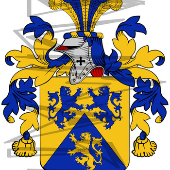 Warmington Coat of Arms with Crest Line Drawing.