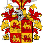 Llewellyn Coat of Arms with Crest Line Drawing.