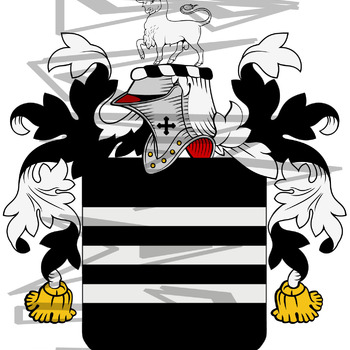 Houghton Coat of Arms with Crest Line Drawing.
