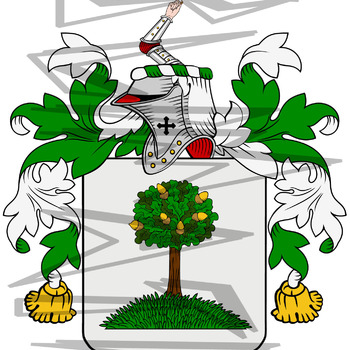 Oliver Coat of Arms with Crest and Line Drawing.