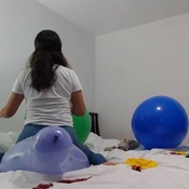 Ary sit and ride to pop balloons in the bed!!